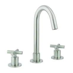 Crosswater MPRO Crosshead Brushed Stainless Steel Deck Mounted 3 Hole Set Basin Mixer