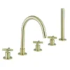 Crosswater MPRO Crosshead Brushed Brass 5 Hole Set Bath Shower Mixer -Espaces Bain Shop prc450df l