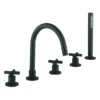 Crosswater MPRO Crosshead Matt Black 5 Hole Set Bath Shower Mixer -Espaces Bain Shop prc450dm l