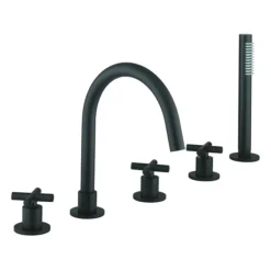 Crosswater MPRO Crosshead Matt Black 5 Hole Set Bath Shower Mixer