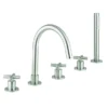 Crosswater MPRO Crosshead Brushed Stainless Steel 5 Hole Set Bath Shower Mixer -Espaces Bain Shop prc450dv l