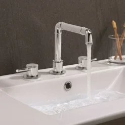 Crosswater MPRO Industrial Deck Mounted 3 Hole Set Basin Mixer - Chrome