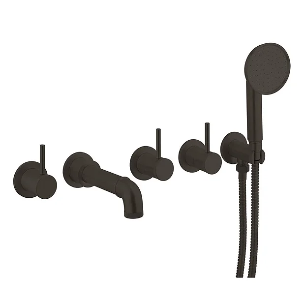 Crosswater MPRO Industrial 5 Hole Bath Filler With Spout & Handset - Carbon Black 3 Crosswater MPRO Industrial 5 Hole Bath Filler With Spout & Handset - Carbon Black