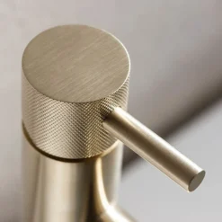 Crosswater MPRO Monobloc Basin Mixer With Knurled Detailing - Brushed Brass -Espaces Bain Shop pro110dnf k d1