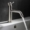Crosswater MPRO Monobloc Basin Mixer With Knurled Detailing - Brushed Stainless Steel Effect -Espaces Bain Shop pro110dnv k detail2