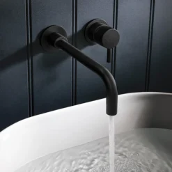 Crosswater MPRO Wall Mounted 2 Hole Set Basin Mixer - Matt Black -Espaces Bain Shop pro120wnm d1