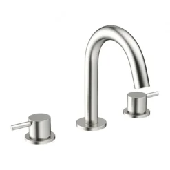 Crosswater MPRO Deck Mounted 3 Hole Set Basin Mixer - Brushed Stainless Steel -Espaces Bain Shop pro135dnv l