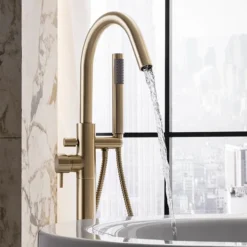 Crosswater MPRO Floor Mounted Freestanding Bath Shower Mixer - Brushed Brass -Espaces Bain Shop pro416ff d1