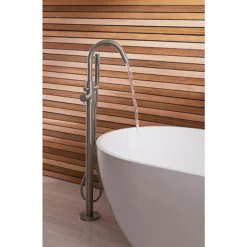 Crosswater MPRO Floor Mounted Freestanding Bath Shower Mixer - Brushed Stainless Steel -Espaces Bain Shop pro416fv d2