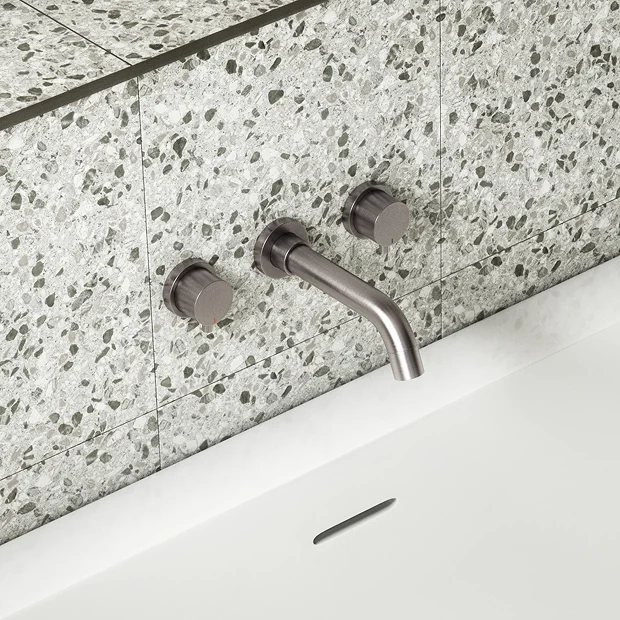 Arezzo Round Gunmetal Grey Wall Mounted (3TH) Bath Filler Tap 6 Arezzo Round Gunmetal Grey Wall Mounted (3TH) Bath Filler Tap - Image 4
