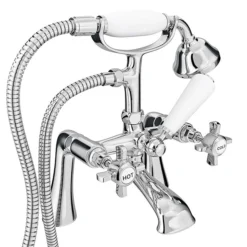 Regent Traditional Bath Shower Mixer Tap With Adjustable Shrouds For Roll Top Baths -Espaces Bain Shop reg002stpws01 nd1