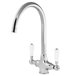 Reginox Elbe Traditional Dual Lever Kitchen Tap Mixer - Chrome -Espaces Bain Shop reginoxelbetraditionaldualleverkitchentapmixerchromeelbel