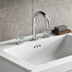 Burlington Riviera Art Deco Chrome 3 Hole Deck Basin Mixer 7 Burlington Riviera Art Deco Chrome 3 Hole Deck Basin Mixer -Espaces Bain Shop riv6chr d1