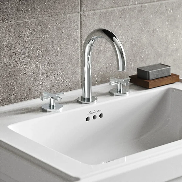 Burlington Riviera Art Deco Chrome 3 Hole Deck Basin Mixer 5 Burlington Riviera Art Deco Chrome 3 Hole Deck Basin Mixer - Image 3