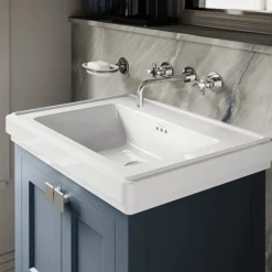 Burlington Riviera Art Deco Chrome Wall Mounted Basin Mixer -Espaces Bain Shop rschr d1