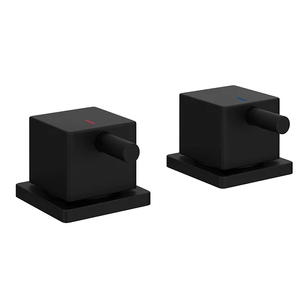 Arezzo Square Matt Black 3/4" Deck Bath Side Valves (Pair) 4 Arezzo Square Matt Black 3/4" Deck Bath Side Valves (Pair) - Image 2