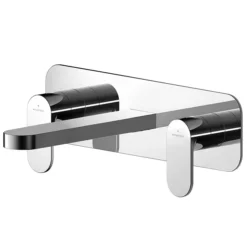 Asquiths Solitude Wall Mounted Basin Mixer (3TH) With Backplate