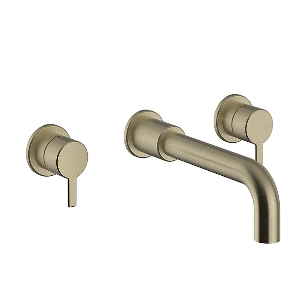 Heritage Dartmouth 3 Taphole Wall Mounted Basin Mixer - Brushed Brass 3 Heritage Dartmouth 3 Taphole Wall Mounted Basin Mixer - Brushed Brass