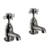 Heritage Dawlish Bath Pillar Taps - Brushed Nickel -Espaces Bain Shop tdcn01