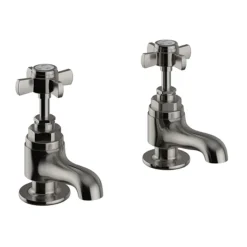 Heritage Dawlish Bath Pillar Taps - Brushed Nickel