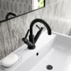 Hudson Reed Tec Lever Mono Basin Mixer Tap Inc. Swivel Spout & Waste - Matt Black 2 Hudson Reed Tec Lever Mono Basin Mixer Tap Inc. Swivel Spout & Waste - Matt Black -Espaces Bain Shop tel415aa