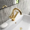 Hudson Reed Tec Lever Mono Basin Mixer Tap Inc. Swivel Spout & Waste - Brushed Brass -Espaces Bain Shop tel815aa