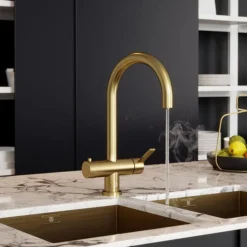 The Tap Factory Milla Brushed Brass 4 In 1 Instant Hot Water Tap -Espaces Bain Shop tfhottap15brass l