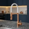 The Tap Factory Vibrance Tube Brushed Copper Kitchen Tap With Spray Function -Espaces Bain Shop tfvtscopwhite l
