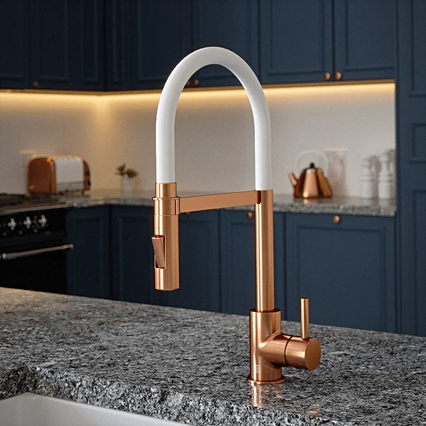 The Tap Factory Vibrance Tube Brushed Copper Kitchen Tap With Spray Function 3 The Tap Factory Vibrance Tube Brushed Copper Kitchen Tap With Spray Function
