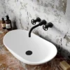 Hudson Reed Revolution Industrial 3TH Wall Mounted Basin Mixer - Matt Black -Espaces Bain Shop tiw417a