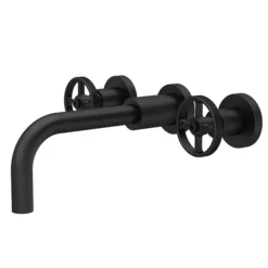 Hudson Reed Revolution Industrial 3TH Wall Mounted Basin Mixer - Matt Black 5 Hudson Reed Revolution Industrial 3TH Wall Mounted Basin Mixer - Matt Black -Espaces Bain Shop tiw417l