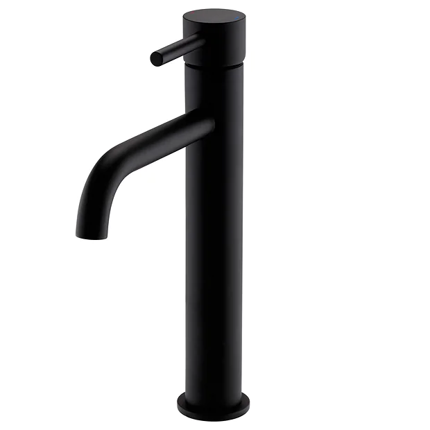 Toreno Matt Black Round High Rise Mono Basin Mixer Tap 5 Toreno Matt Black Round High Rise Mono Basin Mixer Tap - Image 3