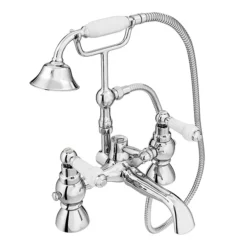 Chatsworth 1928 Traditional White Lever Freestanding Bath Shower Mixer Tap -Espaces Bain Shop trad011dfs d1