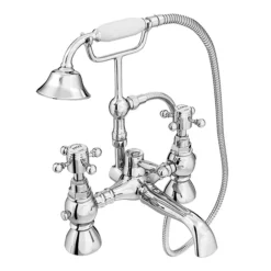 Chatsworth 1928 Traditional Bath Shower Mixer Tap With Adjustable Shrouds For Roll Top Baths -Espaces Bain Shop trad03dstpws01 d1