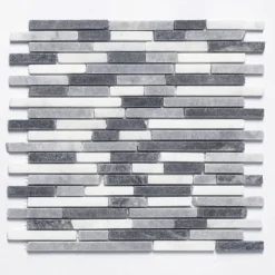 Turin Grey Stone Mosaic Tile Sheet - 290 X 325mm