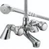 Bristan - Club Pillar Bath Shower Mixer - Chrome With Metal Heads -Espaces Bain Shop vacpbsmcmt ln