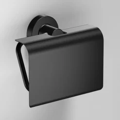 Venice Black Toilet Roll Holder With Cover