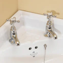 Silverdale Victorian Cloakroom Basin Pillar Taps Chrome -Espaces Bain Shop vctbscplchrp