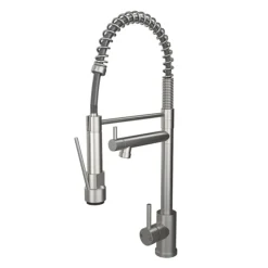 Venice Modern Kitchen Mixer Tap With Swivel Spout & Directional Spray - Brushed Steel