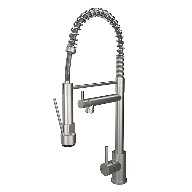 Venice Modern Kitchen Mixer Tap With Swivel Spout & Directional Spray - Brushed Steel 3 Venice Modern Kitchen Mixer Tap With Swivel Spout & Directional Spray - Brushed Steel