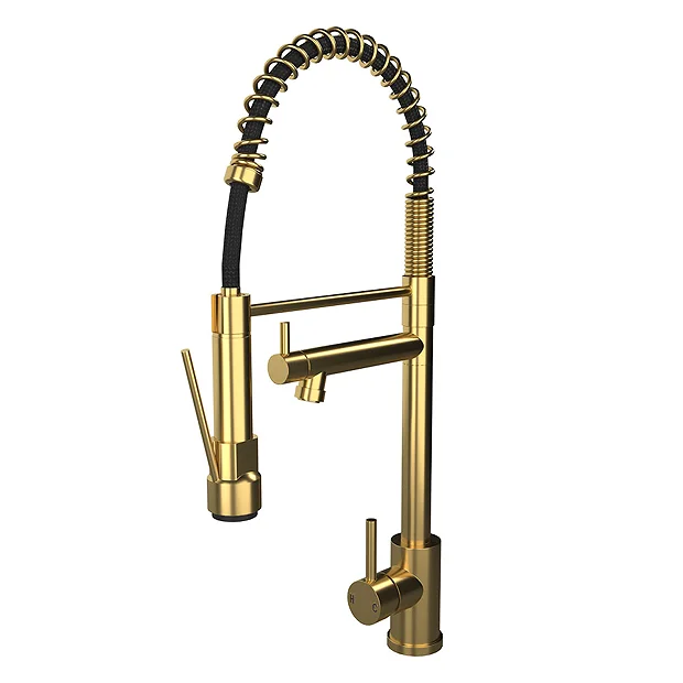 Venice Modern Kitchen Mixer Tap With Swivel Spout & Directional Spray - Brushed Brass 3 Venice Modern Kitchen Mixer Tap With Swivel Spout & Directional Spray - Brushed Brass