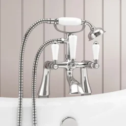 Lancaster Traditional Freestanding Chrome Bath Shower Mixer & Shower Kit -Espaces Bain Shop vic6fs d2