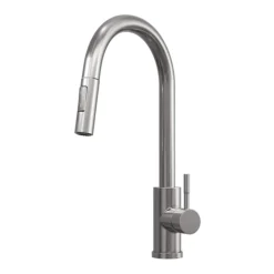 Venice Brushed Steel Kitchen Sink Mixer With Pull-Out Hose And Spray Head -Espaces Bain Shop vnksm454 d1