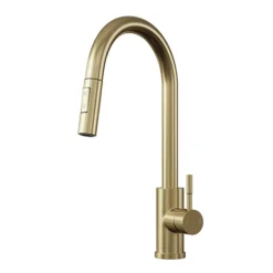 Venice Brushed Brass Kitchen Sink Mixer With Pull-Out Hose And Spray Head -Espaces Bain Shop vnksm455 d1