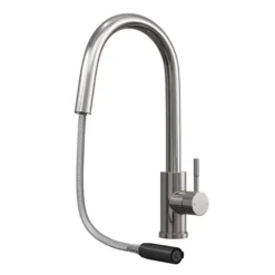 Venice Brushed Steel Kitchen Sink Mixer With Concealed Pull Out Hose And Spray Head