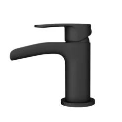Valencia Matt Black Waterfall Basin Mixer Tap + Waste -Espaces Bain Shop vwft1blk d2