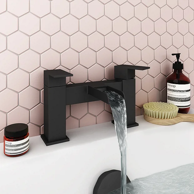Monza Matt Black Waterfall Modern Bath Taps 4 Monza Matt Black Waterfall Modern Bath Taps - Image 2