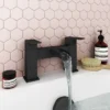 Monza Matt Black Waterfall Modern Bath Taps -Espaces Bain Shop wf03blk n detail1