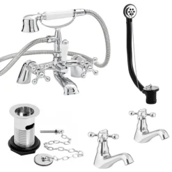 Nuie Traditional Viscount Bath Shower Mixer Pack - Chrome