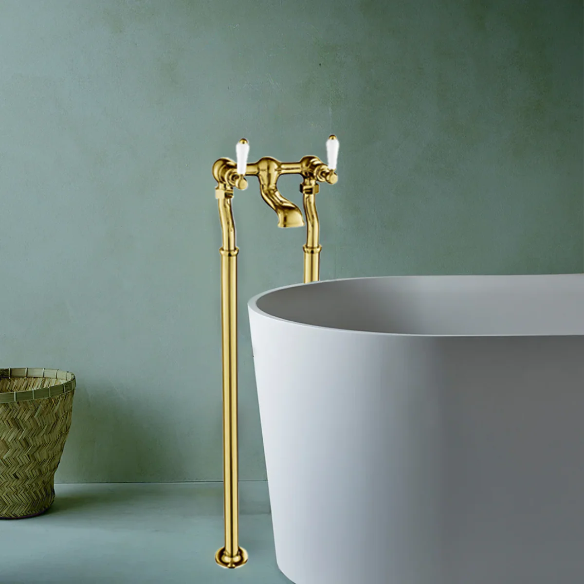 Espaces Bain Shop -Espaces Bain Shop Traditional Freestanding Bath Tap Polished Brass Finish TR85223FSG